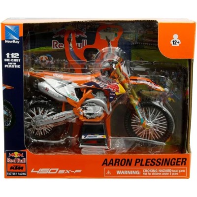 Мотоциклет NEWRAY RED BULL KTM 450SX-F RACING TEAM AARON PLESSINGER , метал и пластмаса, 1:12 2