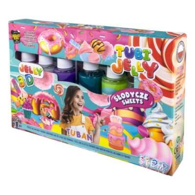 К-т за създаване на 3D гел фигури, СЛАДКИШИ,6 цвята,TUBI JELLY SET WITH 6 COLORS – SWEETS
