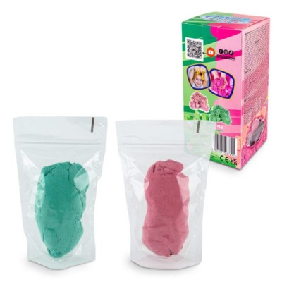 Пухкав пясък за моделиране, 2 цвята,SET FLUFFY SAND – PINK & GREEN 2 x 70 g 2