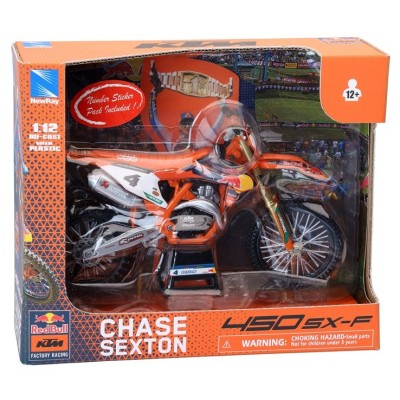 Мотоциклет NEWRМотоциклет NEWRAY RED BULL KTM 450 SX-F FACTORY RACING TEAM CHASE SEXTON Nr 1, метал и пластмаса, 1:12