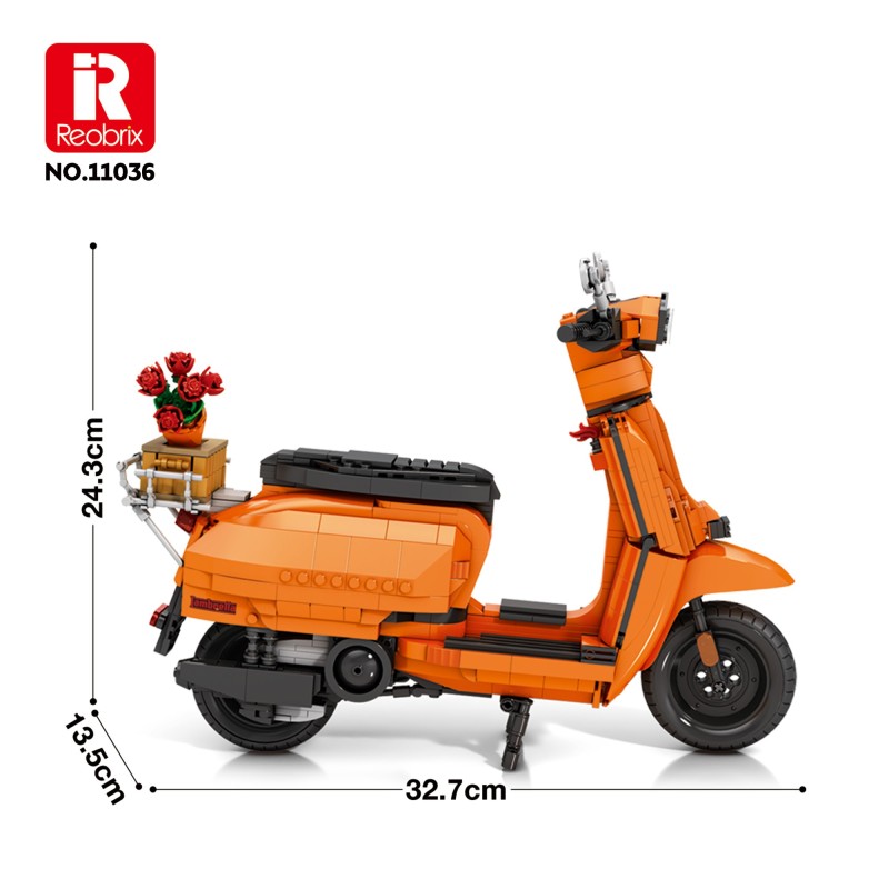 Конструктор REOBRIX Ретро скутер Lambretta V200 orange,1169 pcs