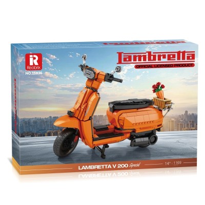 Конструктор REOBRIX Ретро скутер Lambretta V200 orange,1169 pcs