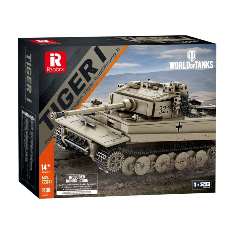 Конструктор REOBRIX 77030 Танк Tiger I WoT,1138 pcs