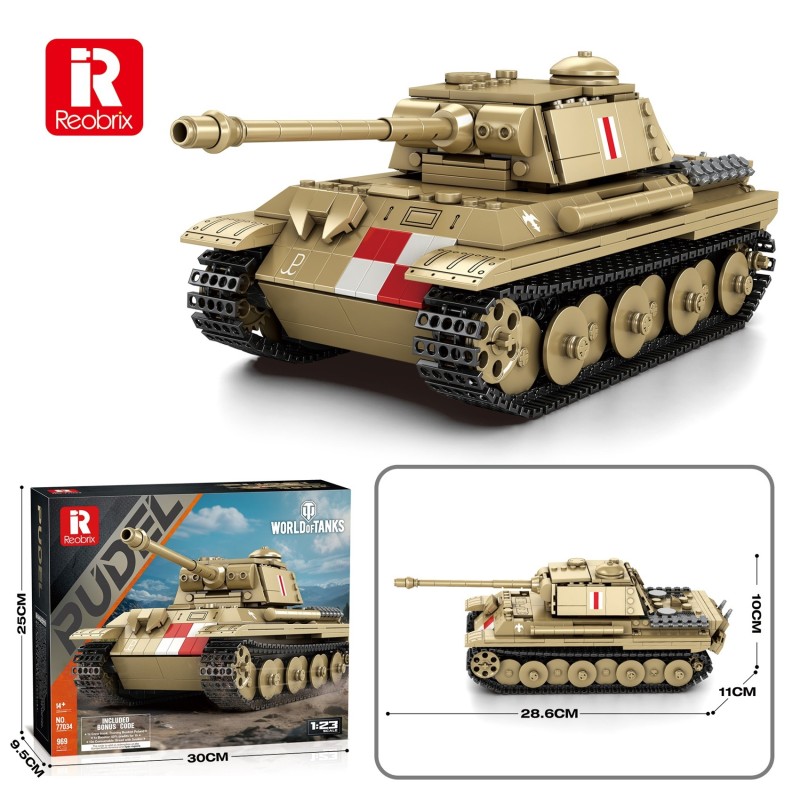 Конструктор REOBRIX 77034 Танк Pudel WoT (969 pcs)