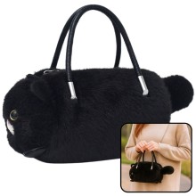 LEAN TOYS Плюшена чанта с цип,форма черно коте, 20 см