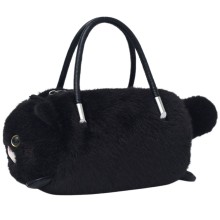 LEAN TOYS Плюшена чанта с цип,форма черно коте, 20 см
