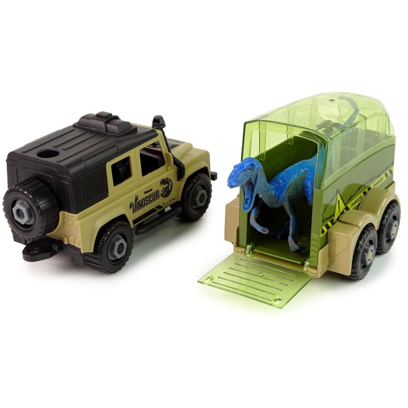 LEAN TOYS Джип с ремарке и динозавър, инструмент за сглобяване