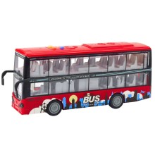 LEAN TOYS Двуетажен автобус с фрикция, звуци, светлини,червен, мащаб 1:16
