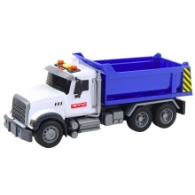 LEAN TOYS Самосвал с фрикция, звуци и светлини, синьо-бял,30 см