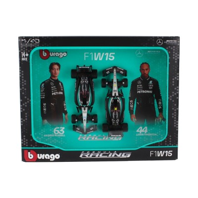 Метален автомобил к-т 2 бр BURAGO - 1/43 - MERCEDES GP SET F1 2X W15 TEAM MERCEDES