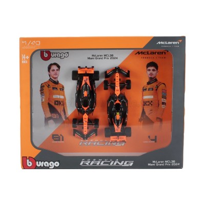 Метален автомобил к-т 2 бр BURAGO - 1/43 - McLAREN SET F1 2X MCL38 TEAM MCLAREN