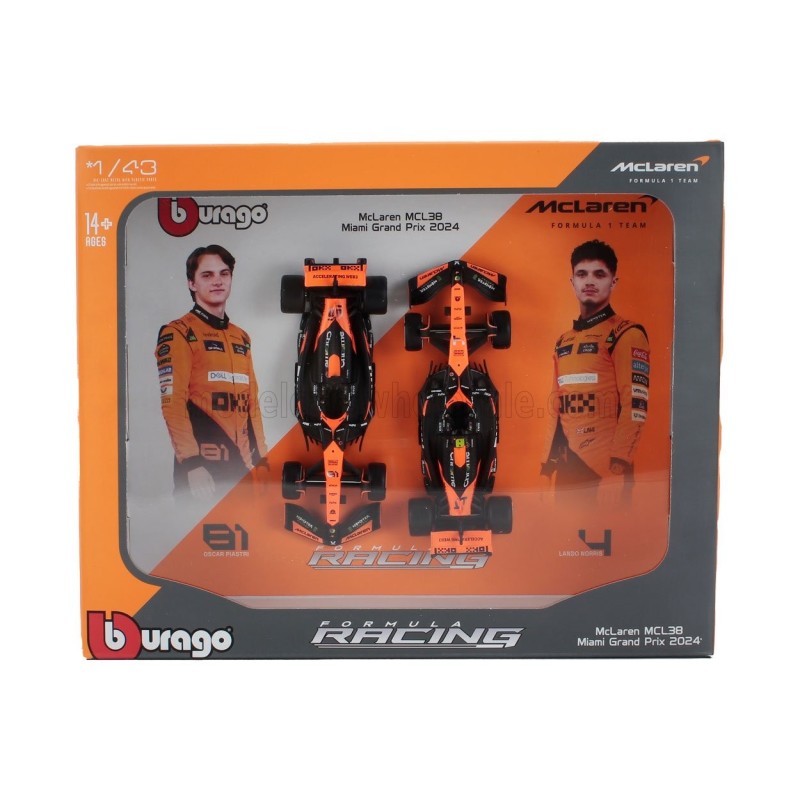Метален автомобил к-т 2 бр BURAGO - 1/43 - McLAREN SET F1 2X MCL38 TEAM MCLAREN