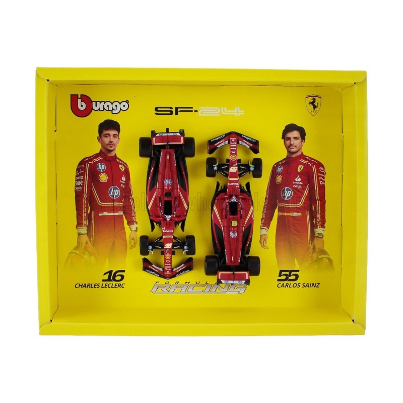 Метален автомобил BURAGO - 1/43 - FERRARI SET F1 2X SF-24 TEAM SCUDERIA FERRARI SEASON 2024