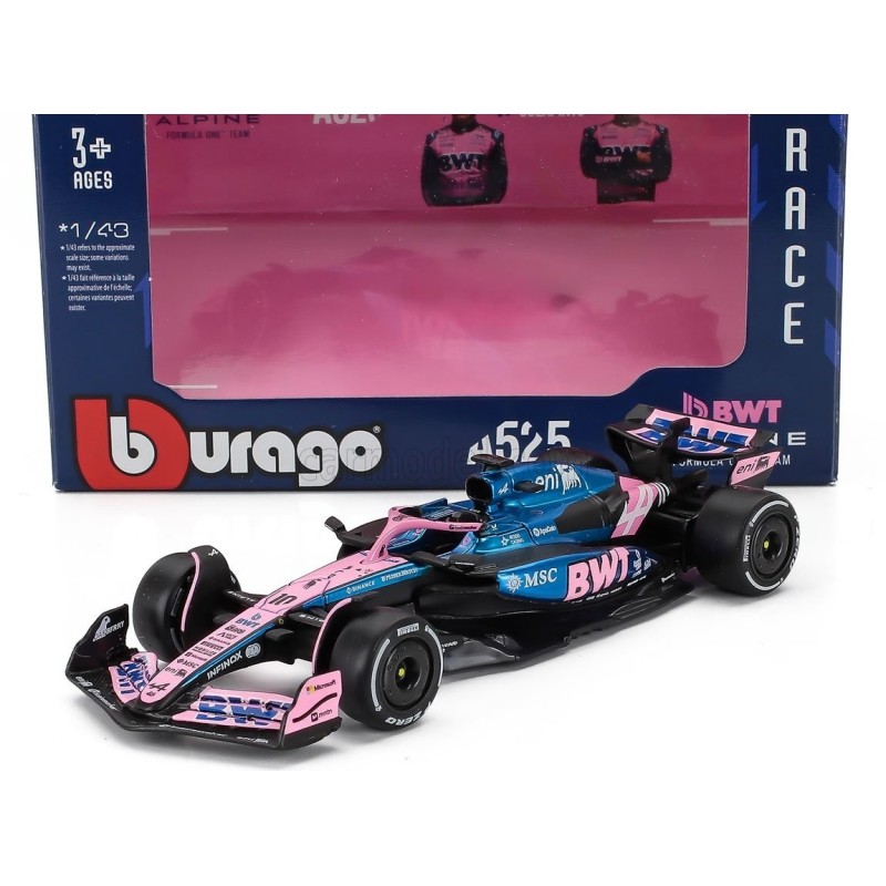 Метален автомобил BURAGO - 1/43 - ALPINE F1 A525 TEAM BWT ALPINE N 10 PIERRE GASLY