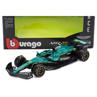 Метален автомобил BURAGO - 1/43 - ASTON MARTIN F1 AMR25 TEAM ARAMCO N 18 LANCE STROLL