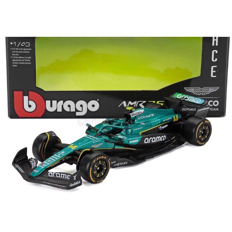 Метален автомобил BURAGO - 1/43 - ASTON MARTIN F1 AMR25 TEAM ARAMCO N 14 FERNANDO ALONSO