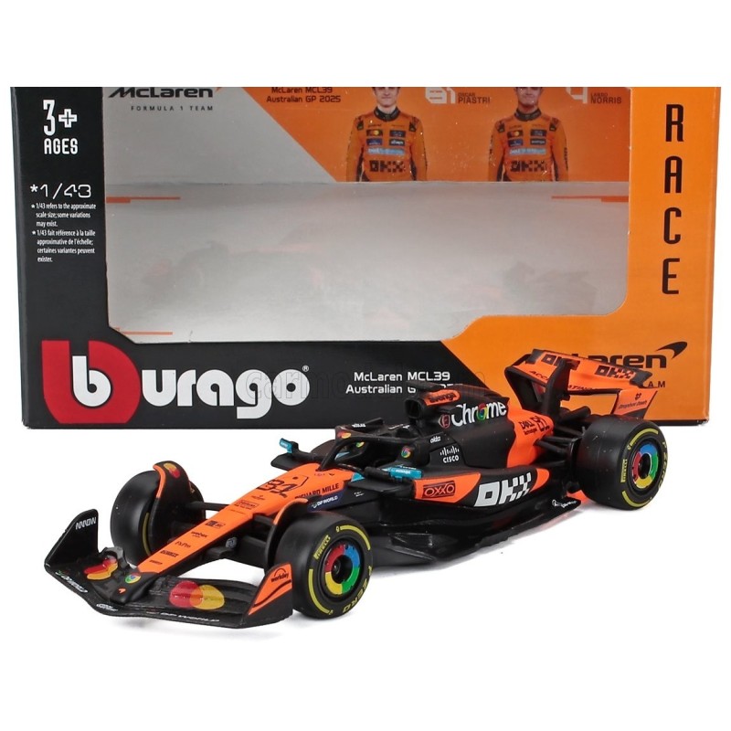 Метален автомобил BURAGO - 1/43 - McLAREN F1 MCL39 TEAM MCLAREN N 81 OSCAR PIASTRI