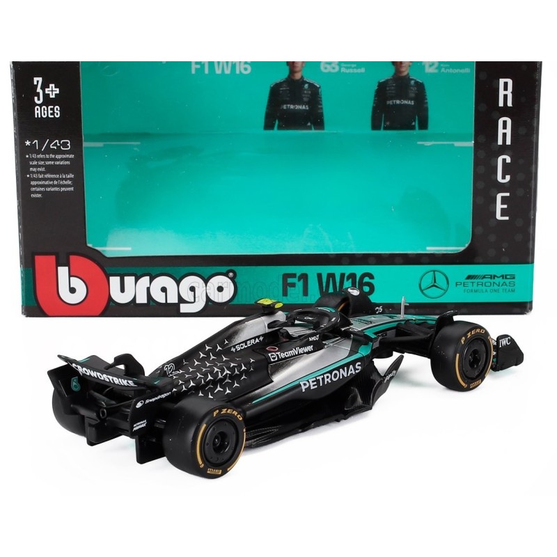 Метален автомобил BURAGO - 1/43 - MERCEDES GP F1 W16 TEAM AMG PETRONAS GEORGE RUSSELL