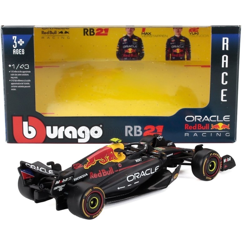 Метален автомобил BURAGO - 1/43 - RED BULL F1 RB21 TEAM ORACLE RED BULL YUKI TSUNODA