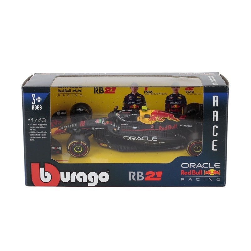 Метален автомобил BURAGO - 1/43 - RED BULL F1 RB21 TEAM ORACLE RED BULL YUKI TSUNODA