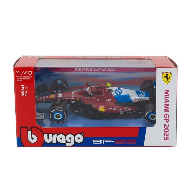 Метален автомобил BURAGO - 1/43 - FERRARI F1 SF-25 TEAM SCUDERIA FERRARI N 44 L. 