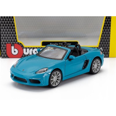 Метален автомобил BURAGO - 1/24 - PORSCHE BOXSTER 718 (982) SPIDER 2016,син