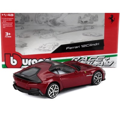 Метален автомобил BURAGO - 1/43 - FERRARI 12CILINDRI V12 830cv 2024, червен 2