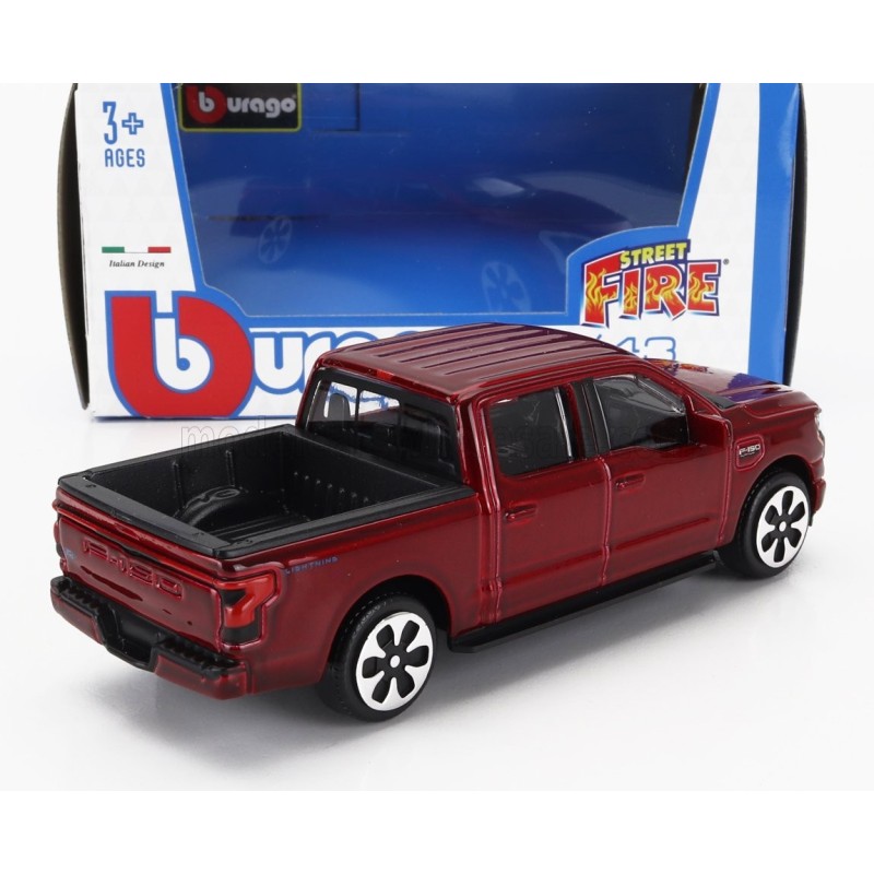 Метален автомобил BURAGO - 1/43 - FORD F150 LIGHTING, червен