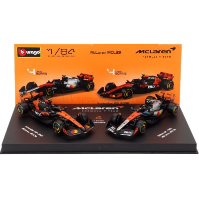 Метален автомобил BURAGO - 1/64 - McLAREN SET F1 MCL39 TEAM McLAREN 2